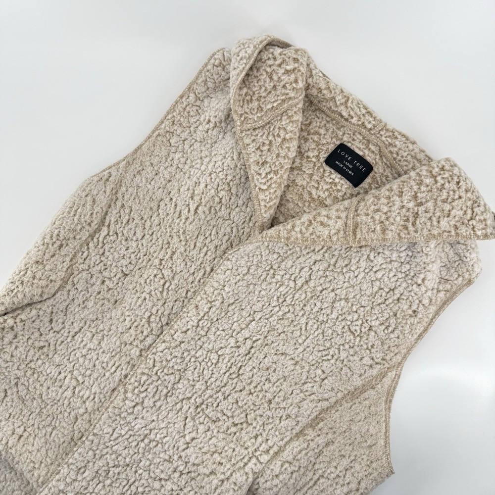 Love Tree Women Sherpa Hooded Warm Vest Large Modern Casual Minimalist Boho Cozy